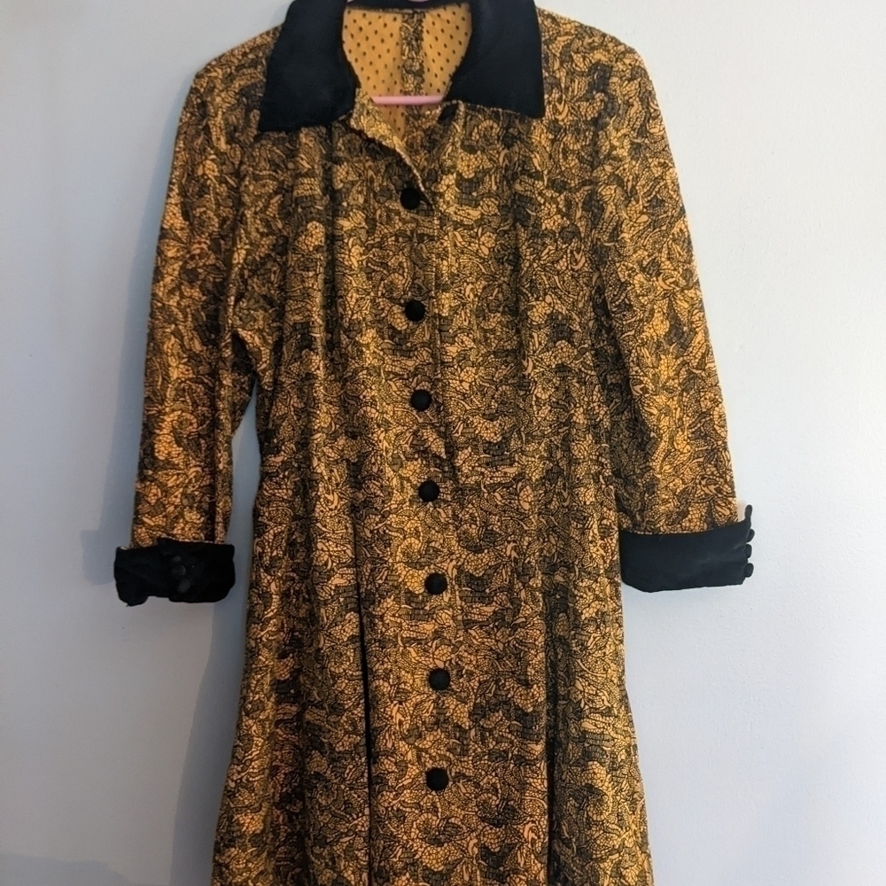 𝅺unique Gold and Black Micro Suede Mid Length Jacket Custom 💛🖤
